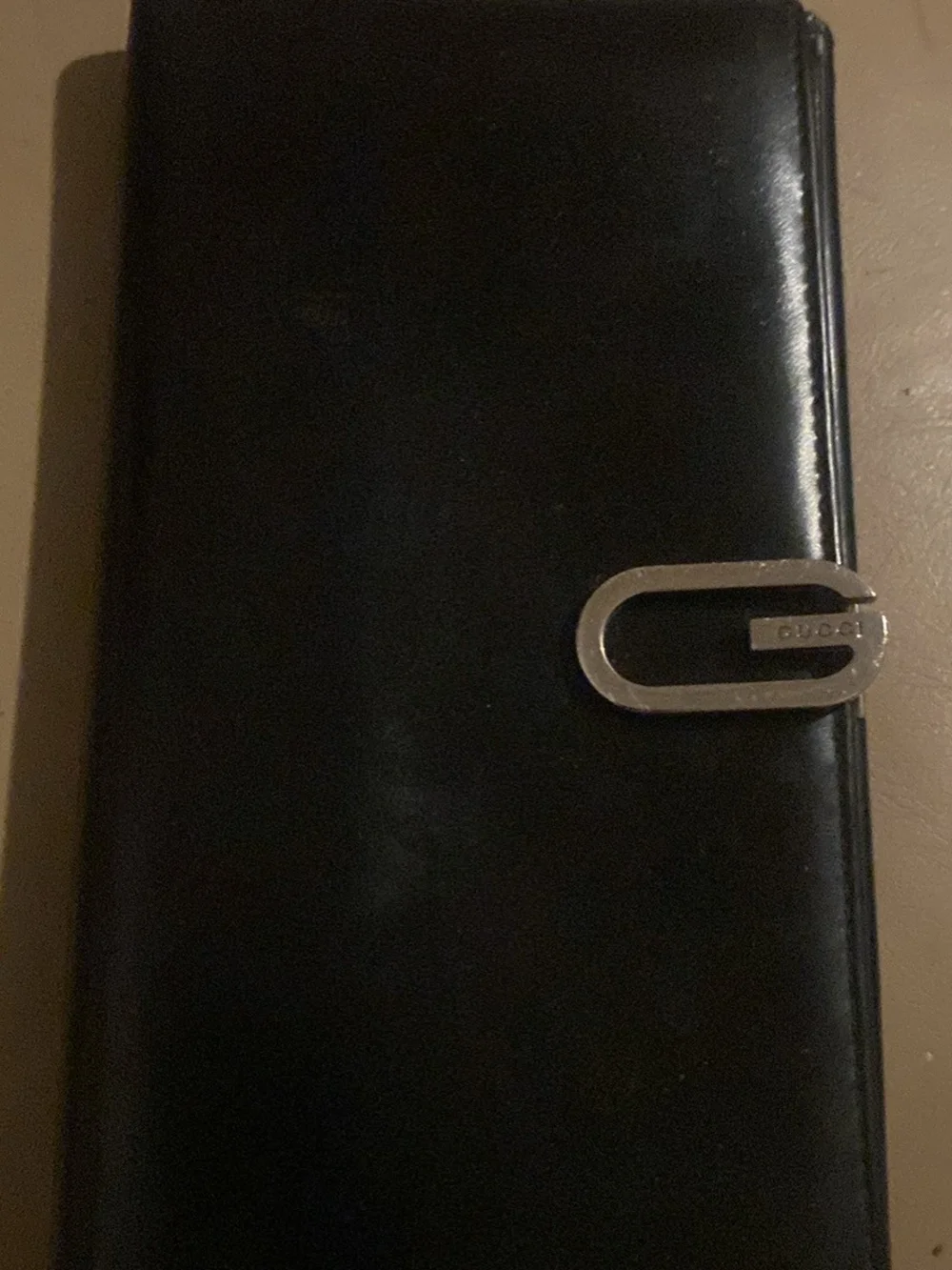 Gucci Black Leather Continental Long Wallet with Silver Hardware